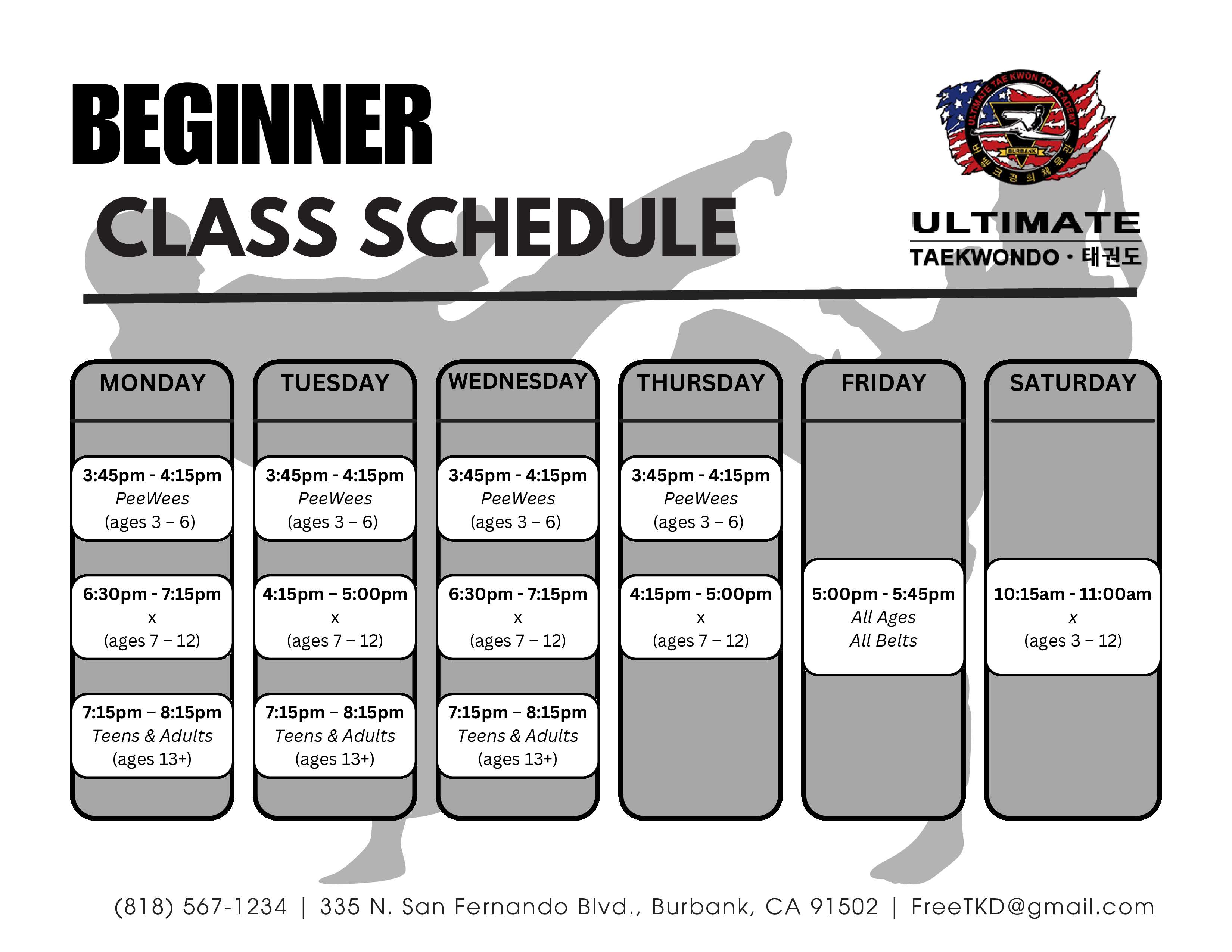 2026 Beginner Class Schedule preview